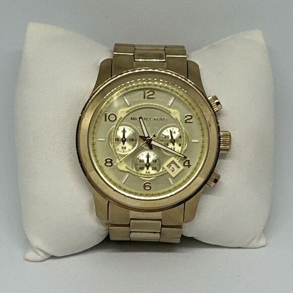 Michael Kors Runway MK8077 Men's Gold Stainless Steel Analog Dial Watch HME55 - Picture 1 of 11